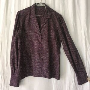 Vintage Loubella‎ Low Cut Button Front Blouse